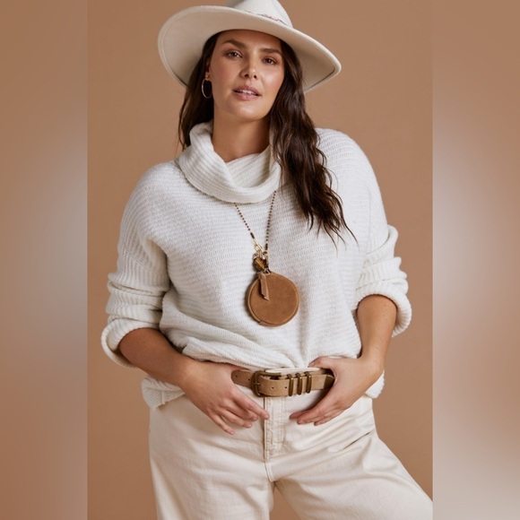 PILCRO Anthropologie | Cowl Neck Chunky Knit Oversized Cream Sweater, XS - Picture 14 of 15